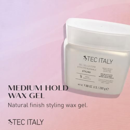 Tec Italy Gel Dela Cera Effetto Normale - Medium Hold Hair Gel for All Hair Types, Natural Finish with Shine & Definition, 9.88 oz (280 g) Avelisse