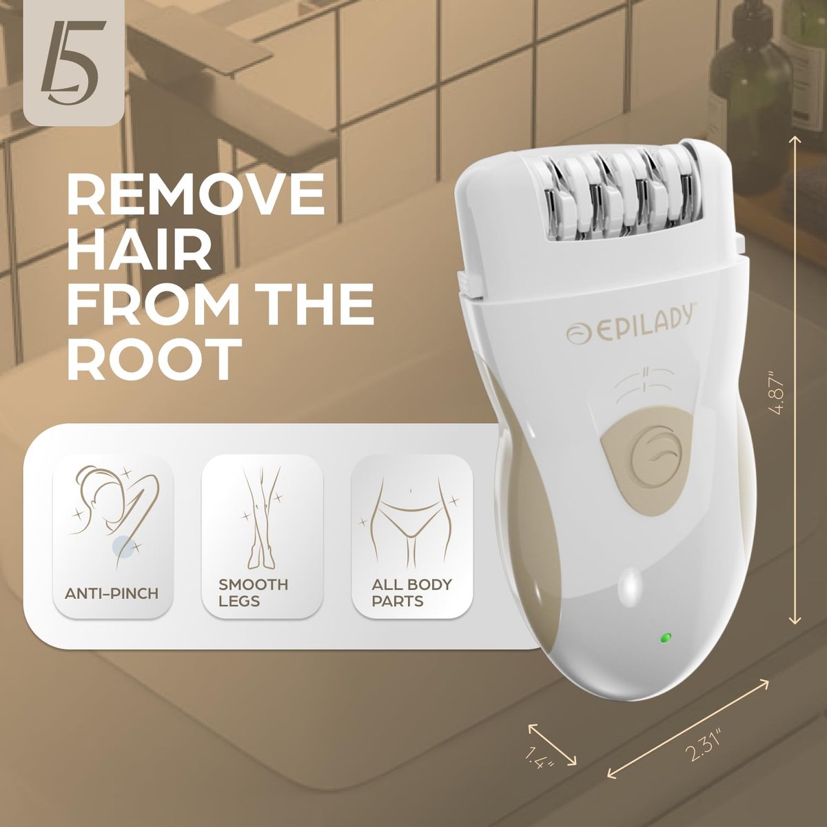 Epilady Legend 5 Rechargeable Cordless Epilator for Women – 56-Tweezer Dual Speed Full Body Hair Removal Device Avelisse