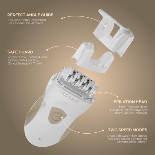 Epilady Legend 5 Rechargeable Cordless Epilator for Women – 56-Tweezer Dual Speed Full Body Hair Removal Device Avelisse