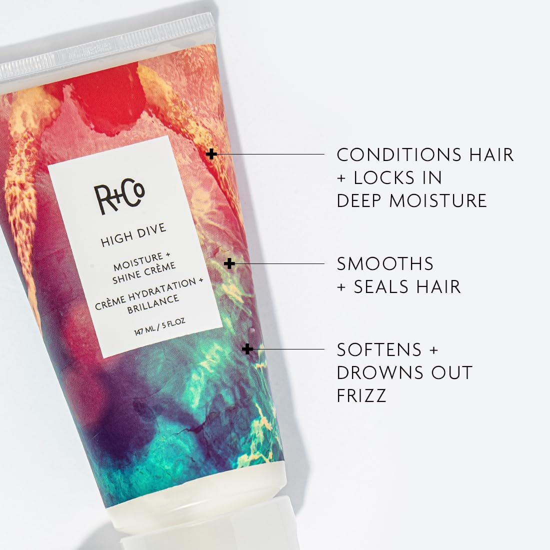 R+Co High Dive Moisture + Shine Crème Deluxe - Deep Hydration, Softens, Eliminates Frizz - Vegan & Cruelty-Free (0.5 Fl Oz) - görsel 3
