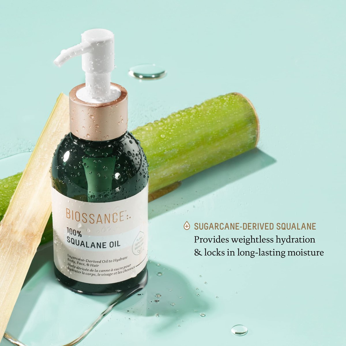 BIOSSANCE 100% Squalane Oil - Sustainable, Vegan Face & Body Oil - Hydrating, Fast-Absorbing Moisturizer for Oily Skin - Organic Sugarcane-Derived Squalane, 3.3 oz Avelisse