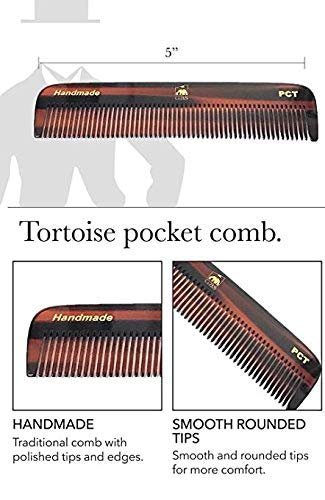 Handmade Tortoise Shell Comb Set – Pack of 4 Premium Fine-Tooth Combs for Men & Women – Includes Pocket, Folding, Dressing & Mustache Combs – Stylish Hair & Beard Grooming Kit Avelisse