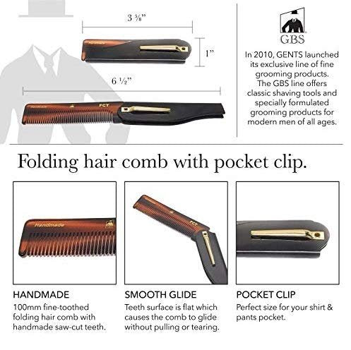 Handmade Tortoise Shell Comb Set – Pack of 4 Premium Fine-Tooth Combs for Men & Women – Includes Pocket, Folding, Dressing & Mustache Combs – Stylish Hair & Beard Grooming Kit Avelisse