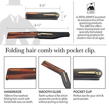 Handmade Tortoise Shell Comb Set – Pack of 4 Premium Fine-Tooth Combs for Men & Women – Includes Pocket, Folding, Dressing & Mustache Combs – Stylish Hair & Beard Grooming Kit Avelisse