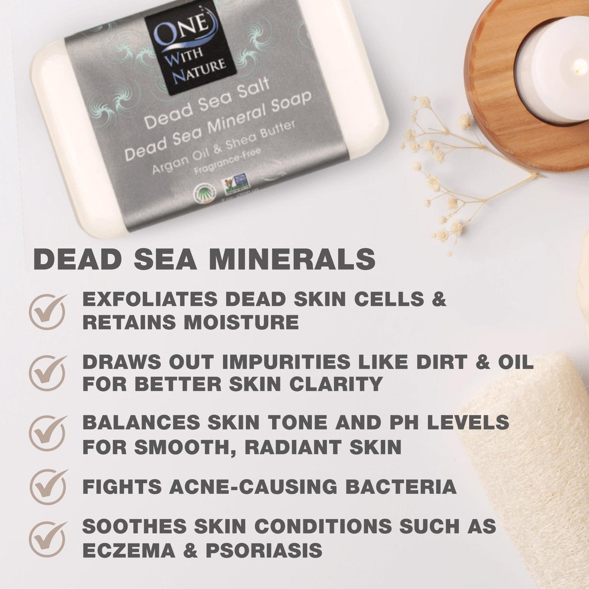 Dead Sea Salt Soap 3-Pack - Shea Butter, Argan Oil, Magnesium, Sulfur, Minerals - Fragrance Free, 7 oz Bars for Acne, Eczema, Psoriasis Avelisse