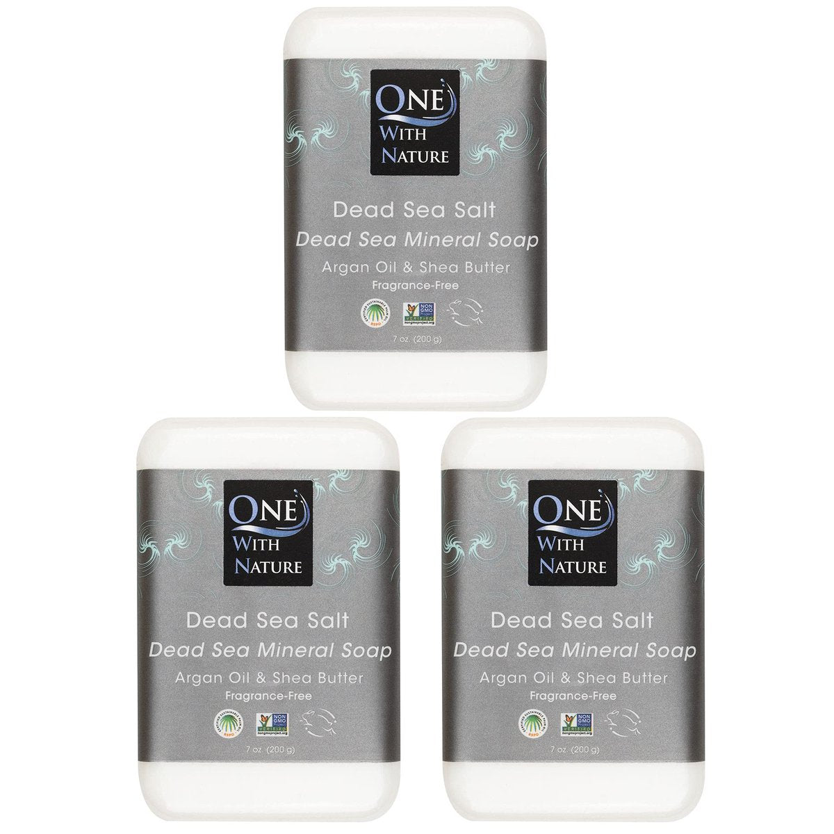 Dead Sea Salt Soap 3-Pack - Shea Butter, Argan Oil, Magnesium, Sulfur, Minerals - Fragrance Free, 7 oz Bars for Acne, Eczema, Psoriasis Avelisse