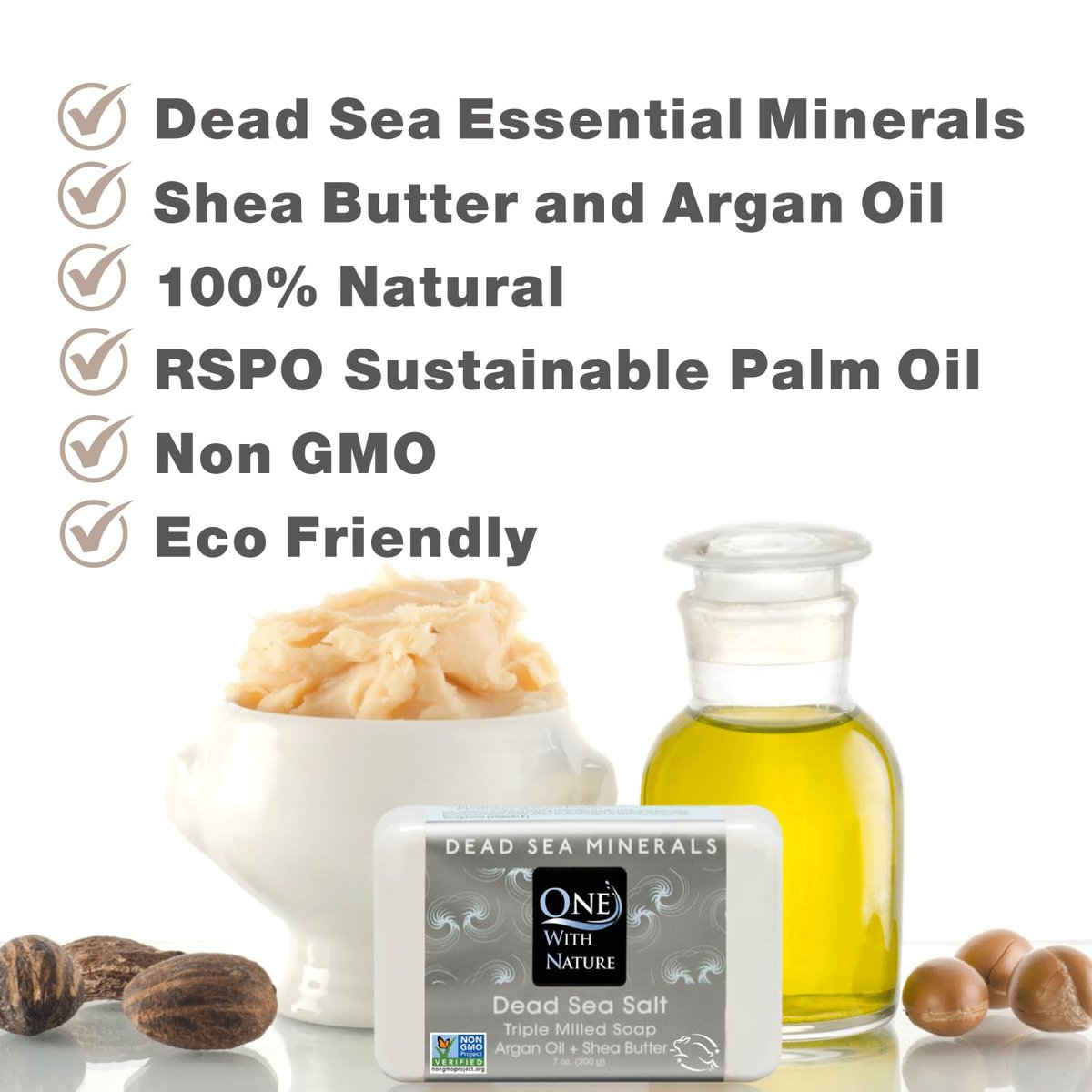 Dead Sea Salt Soap 3-Pack - Shea Butter, Argan Oil, Magnesium, Sulfur, Minerals - Fragrance Free, 7 oz Bars for Acne, Eczema, Psoriasis Avelisse