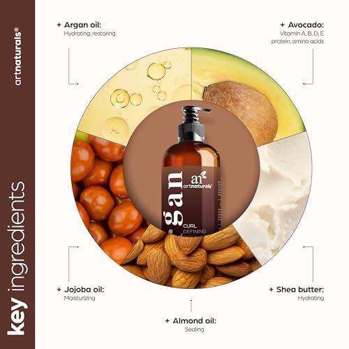 Artnaturals Curl Defining Cream - Moisturizer & Enhancer with Almond, Jojoba & Argan Oil, Natural Frizz Control for Wavy & Curly Hair, Sulfate Free, 12 Oz Avelisse