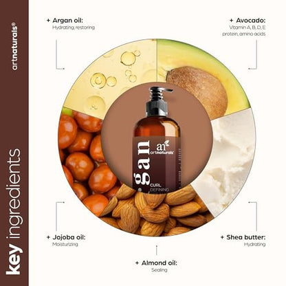 Artnaturals Curl Defining Cream - Moisturizer & Enhancer with Almond, Jojoba & Argan Oil, Natural Frizz Control for Wavy & Curly Hair, Sulfate Free, 12 Oz Avelisse