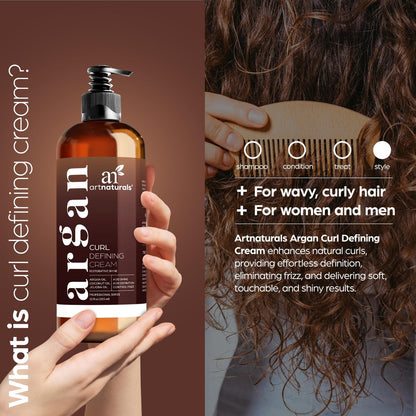 Artnaturals Curl Defining Cream - Moisturizer & Enhancer with Almond, Jojoba & Argan Oil, Natural Frizz Control for Wavy & Curly Hair, Sulfate Free, 12 Oz Avelisse