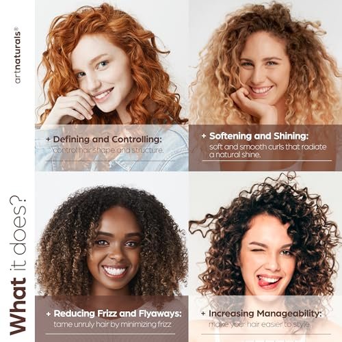 Artnaturals Curl Defining Cream - Moisturizer & Enhancer with Almond, Jojoba & Argan Oil, Natural Frizz Control for Wavy & Curly Hair, Sulfate Free, 12 Oz Avelisse