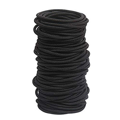GOSICUKA 120 Pcs Black Hair Elastics for Thick and Curly Hair – No Metal Hair Ties, Value Pack (3mm)
