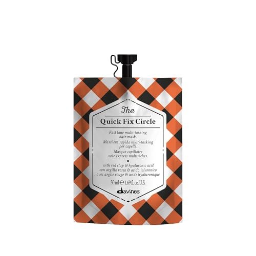 Davines The Quick Fix Circle Fast-Acting Hydrating Hair Mask - Moisturizes & Detangles in 3 Minutes with Red Clay & Hyaluronic Acid - Instant Volume & Shine, 1.69 Fl Oz Avelisse