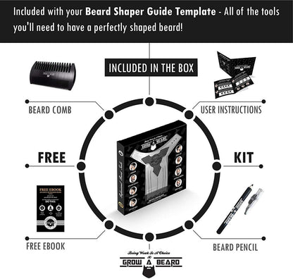 Beard Shaper & Barber Pencil - Stainless Steel Beard Lineup Tool with Comb for Perfect Styling and Edging