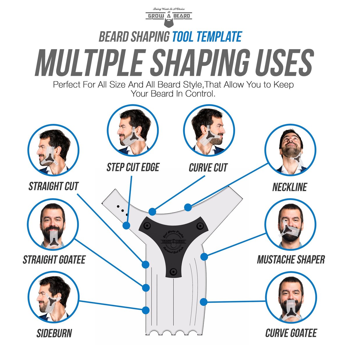 Beard Shaper & Barber Pencil - Stainless Steel Beard Lineup Tool with Comb for Perfect Styling and Edging - görsel 5