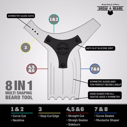 Beard Shaper & Barber Pencil - Stainless Steel Beard Lineup Tool with Comb for Perfect Styling and Edging
