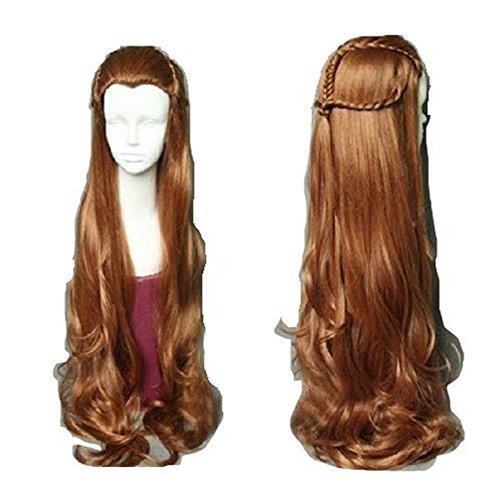 mainlead Women's Cosplay Wig - 31.5 Inch Long Brown Wavy Synthetic Hair with Wig Cap - görsel 2