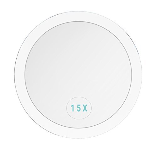 15X Magnifying Mirror for Makeup, Tweezing & Blackhead Removal – 6 Inch Round with Suction Cups Avelisse
