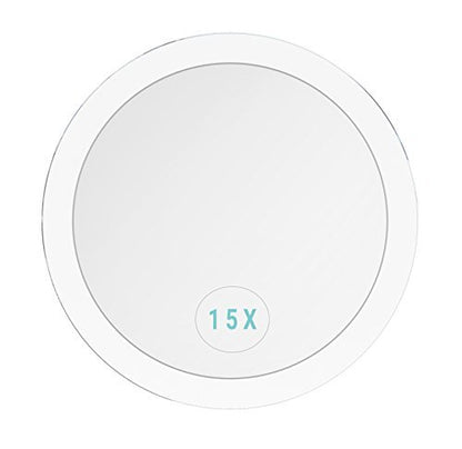 15X Magnifying Mirror for Makeup, Tweezing & Blackhead Removal – 6 Inch Round with Suction Cups Avelisse