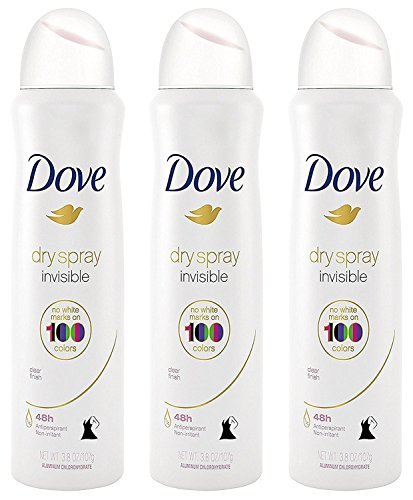 Dove Antiperspirant Dry Spray - Invisible - Clear Finish - 3.8 oz (107 g) Per Can - Pack of 3