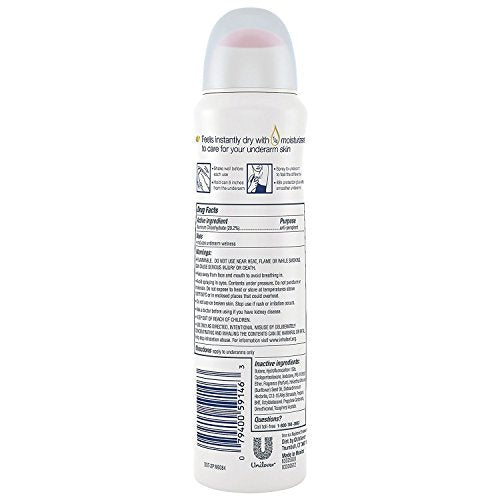 Dove Antiperspirant Dry Spray - Invisible - Clear Finish - 3.8 oz (107 g) Per Can - Pack of 3 - görsel 6