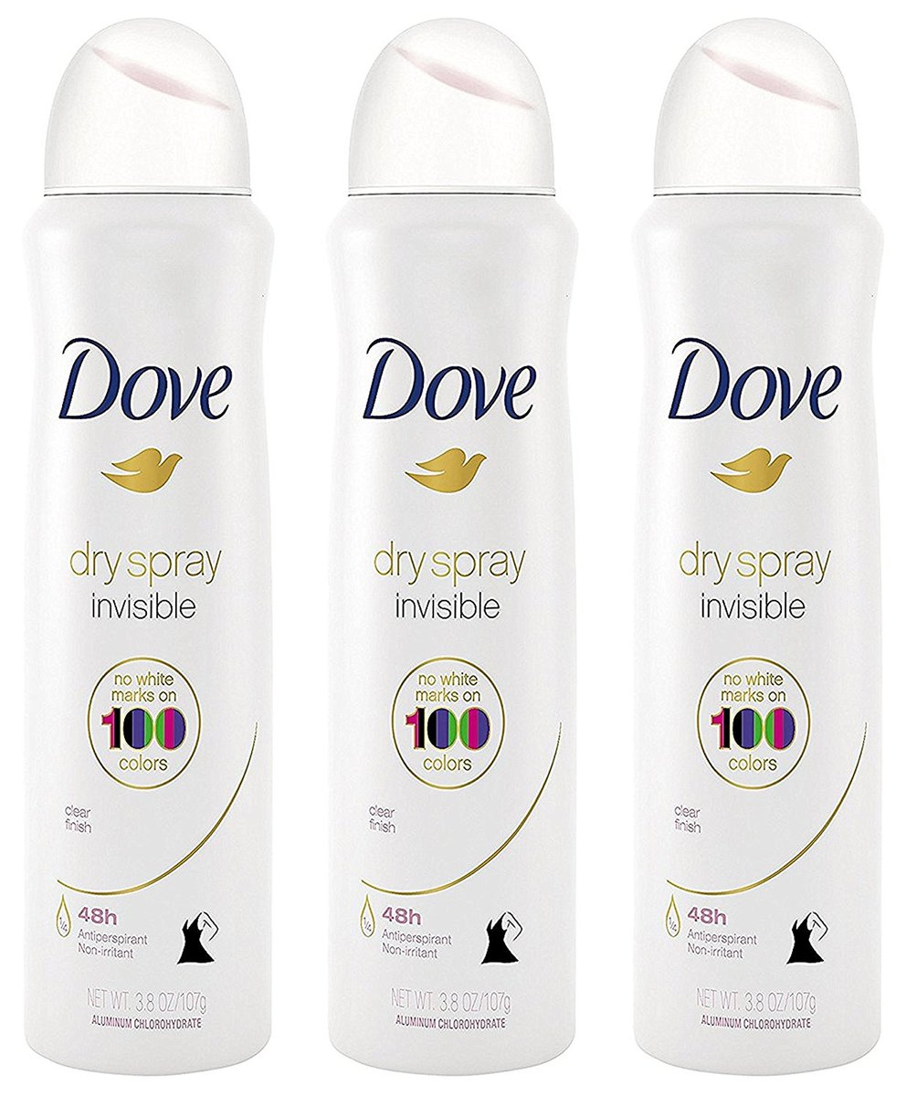 Dove Antiperspirant Dry Spray - Invisible - Clear Finish - 3.8 oz (107 g) Per Can - Pack of 3 - görsel 1