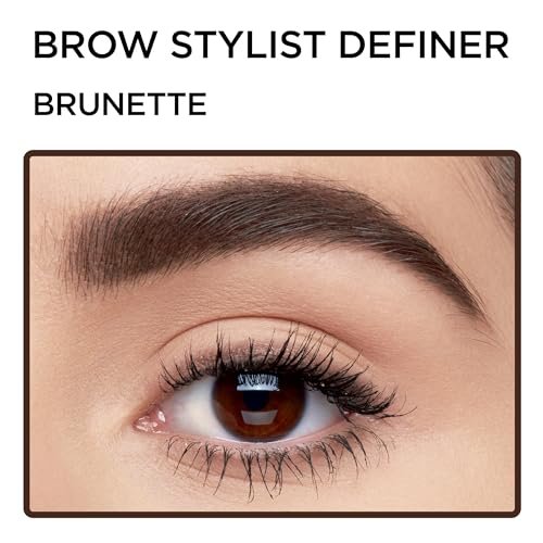 L'Oreal Paris Brow Stylist Definer Waterproof Eyebrow Pencil - Ultra-Fine Mechanical Pencil for Natural-Looking Brows - Brunette (Pack of 2) Avelisse