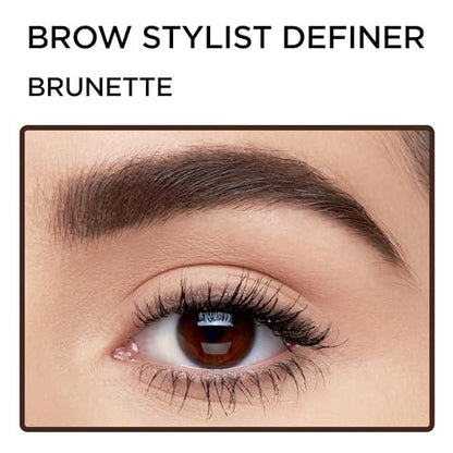 L'Oreal Paris Brow Stylist Definer Waterproof Eyebrow Pencil - Ultra-Fine Mechanical Pencil for Natural-Looking Brows - Brunette (Pack of 2) Avelisse