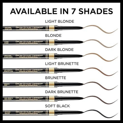 L'Oreal Paris Brow Stylist Definer Waterproof Eyebrow Pencil - Ultra-Fine Mechanical Pencil, Dark Blonde, 0.003 oz (Pack of 2)