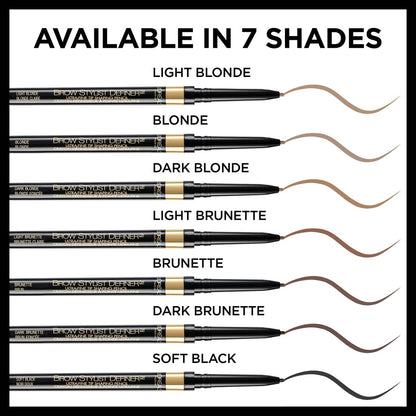 L'Oreal Paris Brow Stylist Definer Waterproof Eyebrow Pencil - Ultra-Fine Mechanical Pencil, Dark Blonde, 0.003 oz (Pack of 2)