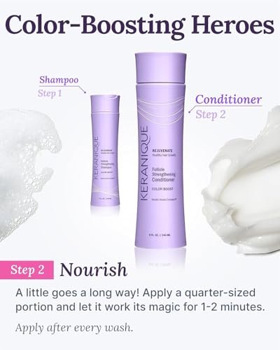 Keranique Conditioner for Colored Hair - Sulfate Free, UV Protection, Moisturizing Conditioner for Color Treated, Thinning, Fine Hair - 8 Fl Oz