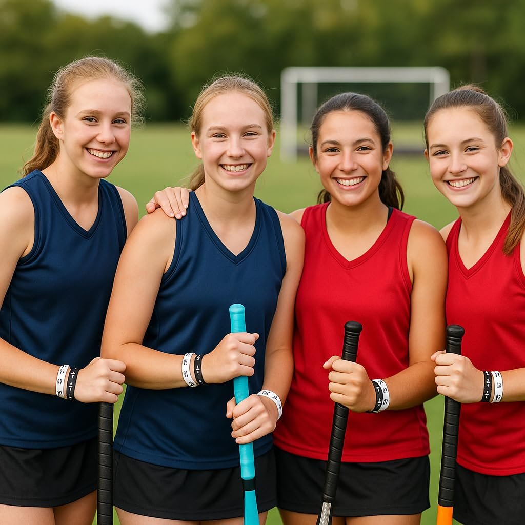 Field Hockey Hair Ties – 5-Pack No-Crease Elastic Ponytail Holders – Black & White Field Hockey Stick Design – Girls Field Hockey Accessories - görsel 9