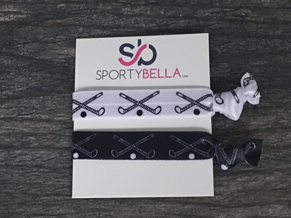 Field Hockey Hair Ties – 5-Pack No-Crease Elastic Ponytail Holders – Black & White Field Hockey Stick Design – Girls Field Hockey Accessories - görsel 3