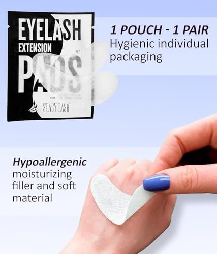 STACY LASH 100 Pairs Under Eye Gel Pads for Eyelash Extensions – Lint-Free Hydrogel Patches with Vitamin C & Aloe Vera, Skin Moisturizing Eye Pads (White, 100 Pairs) - görsel 14