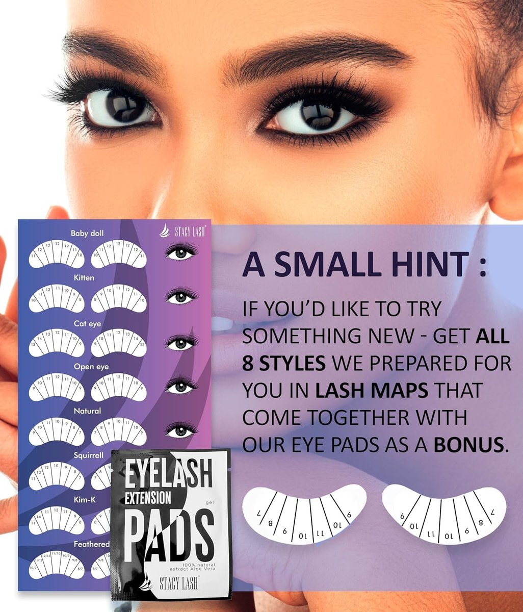 STACY LASH 100 Pairs Under Eye Gel Pads for Eyelash Extensions – Lint-Free Hydrogel Patches with Vitamin C & Aloe Vera, Skin Moisturizing Eye Pads (White, 100 Pairs) - görsel 9