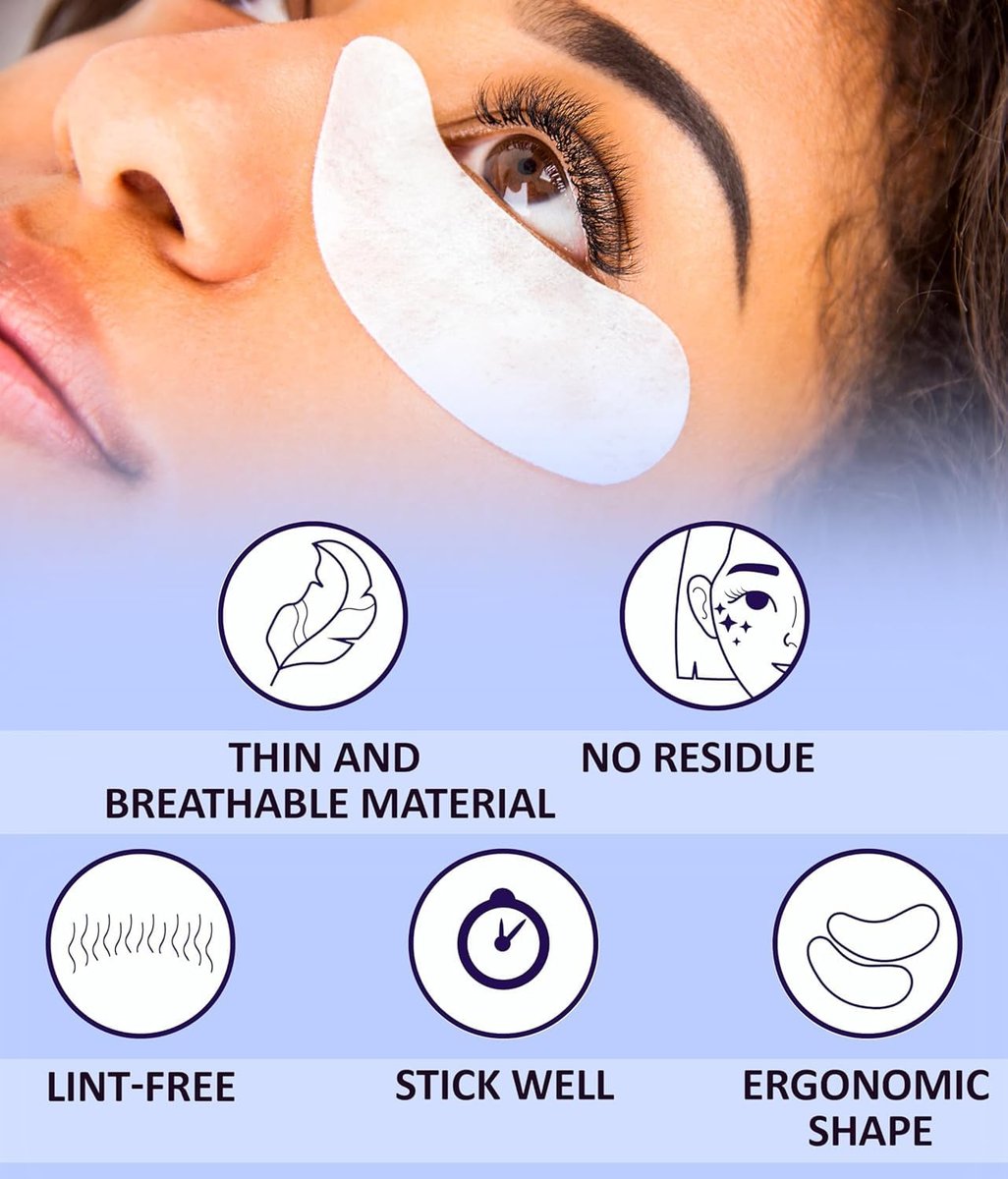 STACY LASH 100 Pairs Under Eye Gel Pads for Eyelash Extensions – Lint-Free Hydrogel Patches with Vitamin C & Aloe Vera, Skin Moisturizing Eye Pads (White, 100 Pairs) - görsel 5