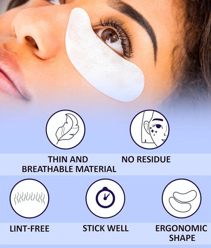 STACY LASH 100 Pairs Under Eye Gel Pads for Eyelash Extensions – Lint-Free Hydrogel Patches with Vitamin C & Aloe Vera, Skin Moisturizing Eye Pads (White, 100 Pairs)