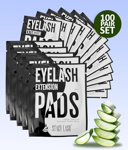 STACY LASH 100 Pairs Under Eye Gel Pads for Eyelash Extensions – Lint-Free Hydrogel Patches with Vitamin C & Aloe Vera, Skin Moisturizing Eye Pads (White, 100 Pairs)