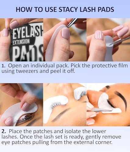 STACY LASH 100 Pairs Under Eye Gel Pads for Eyelash Extensions – Lint-Free Hydrogel Patches with Vitamin C & Aloe Vera, Skin Moisturizing Eye Pads (White, 100 Pairs) - görsel 12