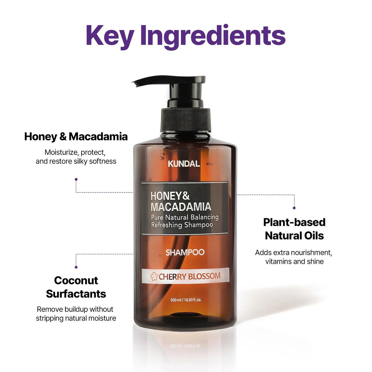 Kundal Pink Grapefruit Sulfate Free Moisturizing Shampoo with Argan Oil for Dry Damaged Hair - 16.9 Fl Oz - görsel 3