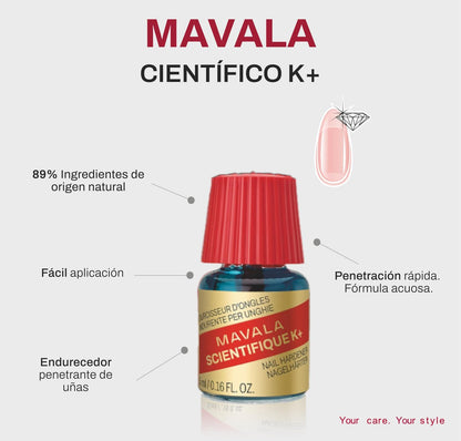 MAVALA Scientifique K+ Keratin Hardener Strengthener - Protect Nails, Avoid Breaking and Splitting - Supports Natural Keratinization - Multi-color, 0.16 Fl Oz Avelisse