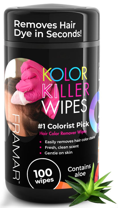 Framar Kolor Killer Wipes – Hair Dye Remover for Skin, Gentle Color Remover, 100 Wipes Dispenser