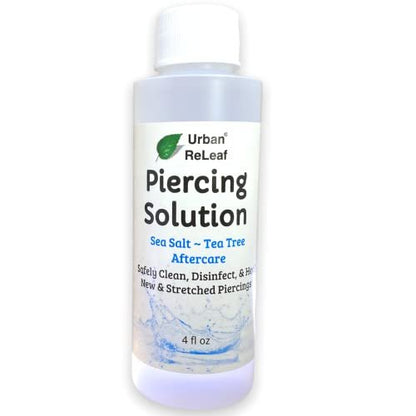 Urban ReLeaf Piercing Solution - Soothing Sea Salts & Tea Tree Aftercare 4 oz, Ready to Use - Safely Clean and Calm New & Stretched Piercings - Gentle, Effective, Natural & Proven Avelisse