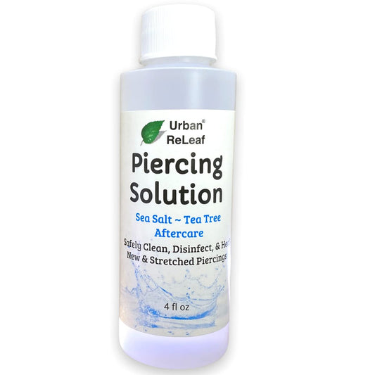 Urban ReLeaf Piercing Solution - Soothing Sea Salts & Tea Tree Aftercare 4 oz, Ready to Use - Safely Clean and Calm New & Stretched Piercings - Gentle, Effective, Natural & Proven Avelisse