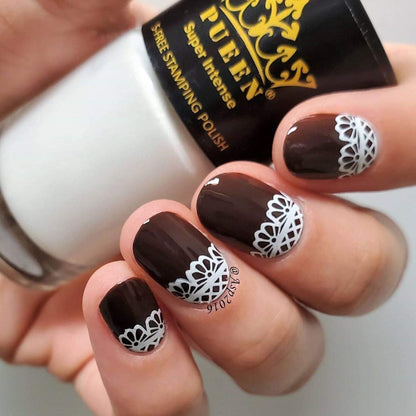 PUEEN MUST HAVE Stamping Polish Collection Set - 5-Free Black & White Nail Lacquer (0.41 oz Each)