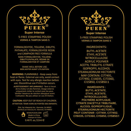 PUEEN MUST HAVE Stamping Polish Collection Set - 5-Free Black & White Nail Lacquer (0.41 oz Each)