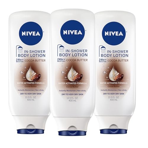 NIVEA Cocoa Butter In Shower Lotion, Water Activated In Shower Moisturizer for Dry Skin to Very Dry Skin, 13.5 FL OZ, Pack of 3 Avelisse