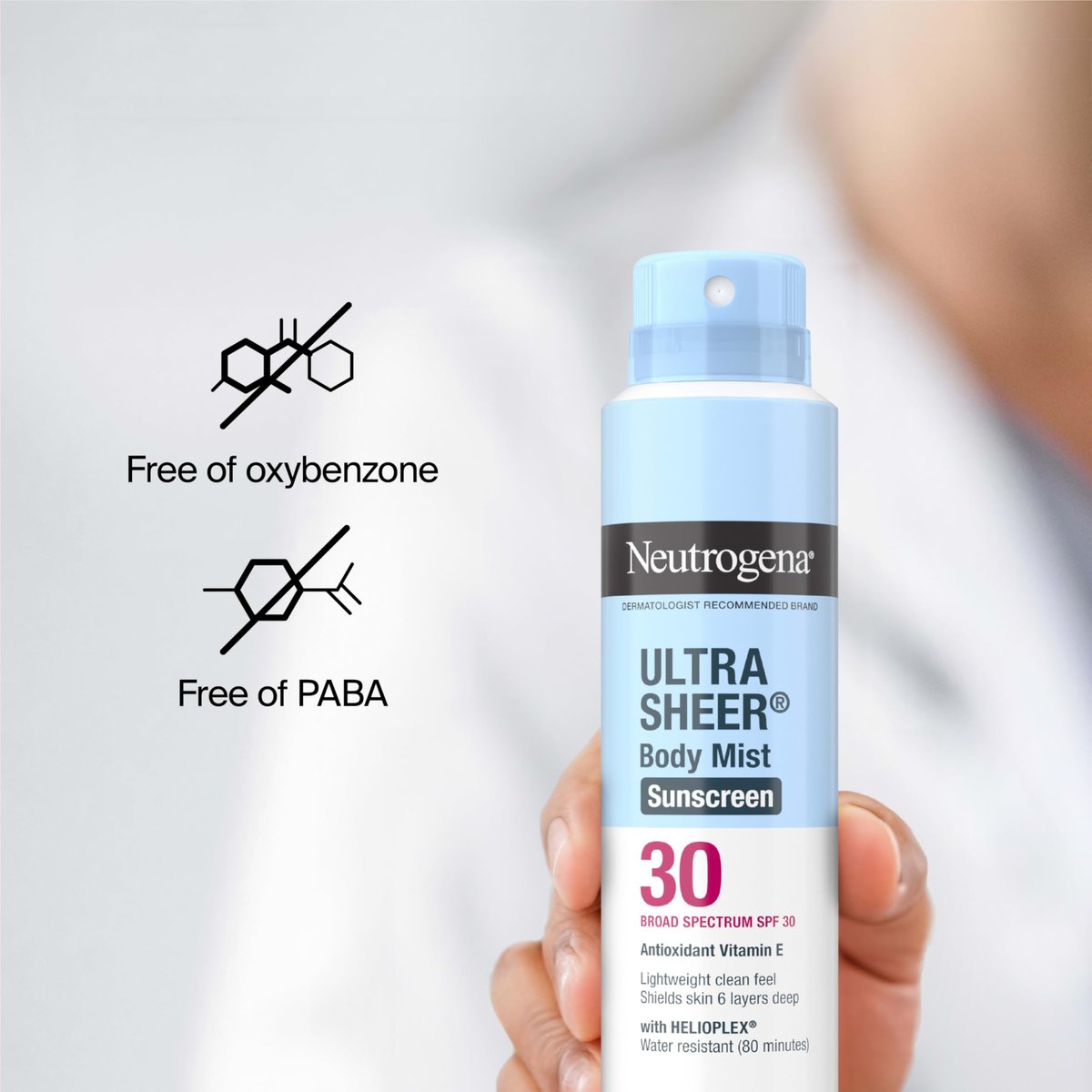 Neutrogena Ultra Sheer Sunscreen Spray SPF 30 Body Mist, Lightweight Non-Greasy Broad Spectrum UVA/UVB Protection, Oil-Free & Non-Comedogenic Water Resistant Spray Sunscreen (80 min), Pack of 3, 5 oz Avelisse