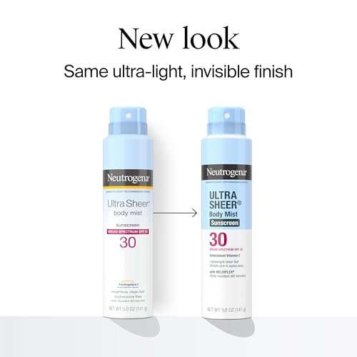 Neutrogena Ultra Sheer Sunscreen Spray SPF 30 Body Mist, Lightweight Non-Greasy Broad Spectrum UVA/UVB Protection, Oil-Free & Non-Comedogenic Water Resistant Spray Sunscreen (80 min), Pack of 3, 5 oz Avelisse