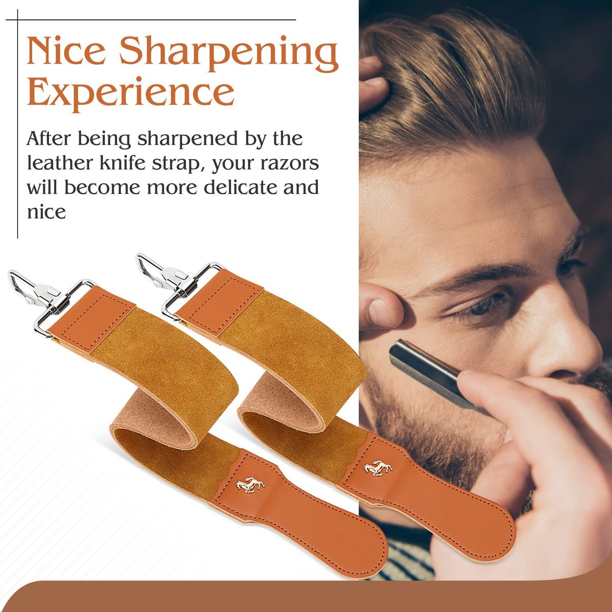Premium Leather Straight Razor Strop – Barber Razor Sharpening Strap for Honing & Polishing Avelisse